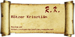 Rötzer Krisztián névjegykártya